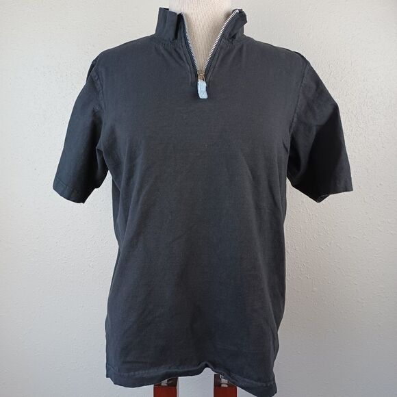 C.A. Sport Collection Tops - Pre-owed C.A. Sport Collection Women's Black 3/4 Zip Short Sleeve Top Size M